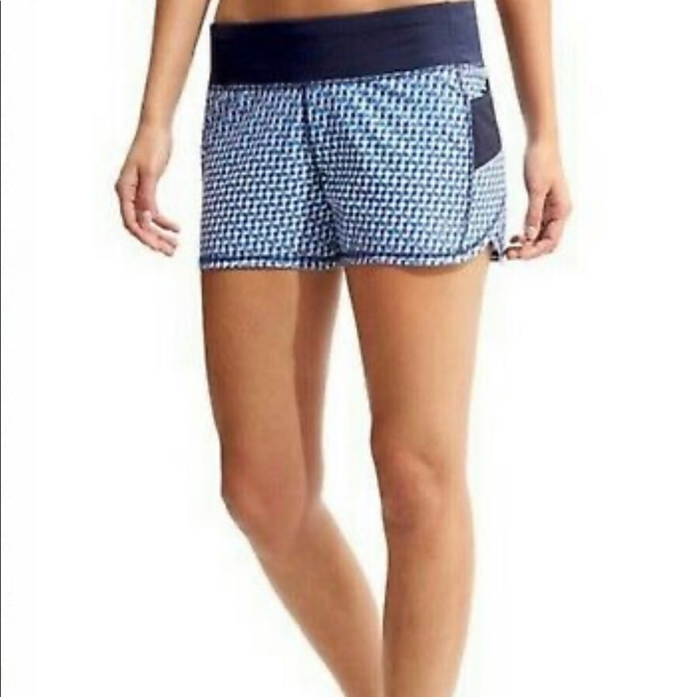 Athleta Vivid Ready Set Shorts Geo Multicolor Pattern Running Workout